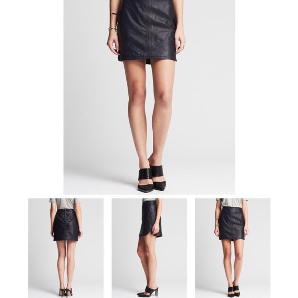 Banana Republic navy leather mini